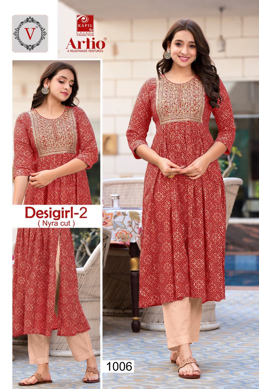 Desi Girl 1-2 Nayra Cut Wholesale Printed Kurtis Catalog